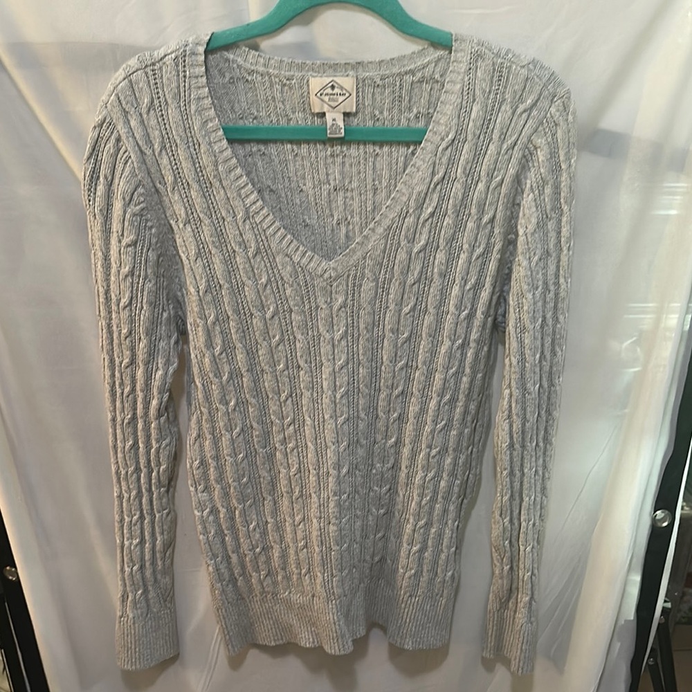 St. John's Bay Gray V-Neck Cable Knit Sweater